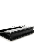 Grain De Poudre Matelasse Chevron Monogram Monochrome Envelope Chain Wallet Black