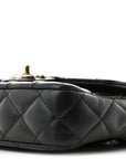 Lambskin Resin Quilted Mini Heart Square Flap Black