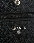 Caviar Quilted Wallet on Chain WOC Black