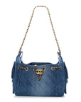 Washed Denim Quilted Mini CHNL 25 Handbag Blue