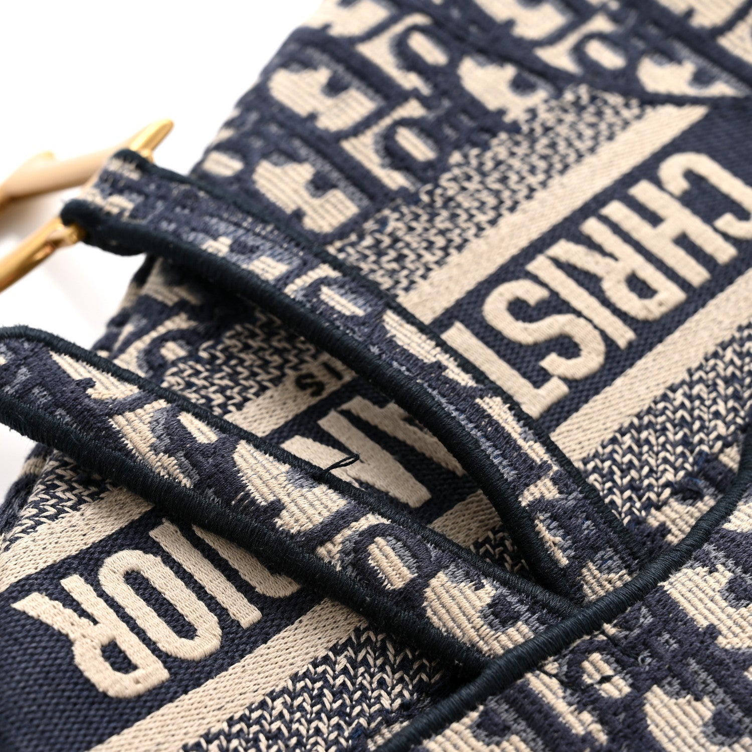Oblique Embroidered Saddle Bag Blue