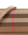 Grained Calfskin House Check Small Madison Shoulder Bag Chestnut Beige