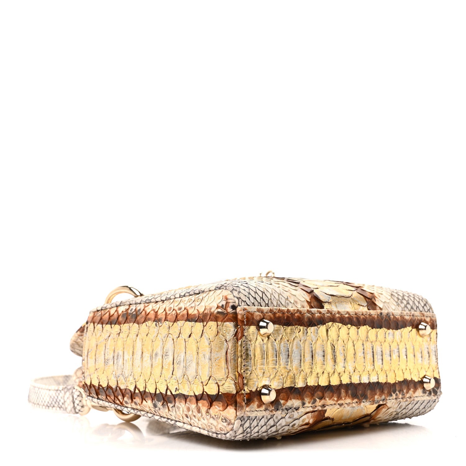 Snakeskin Mini Lady D1OR Beige Gold