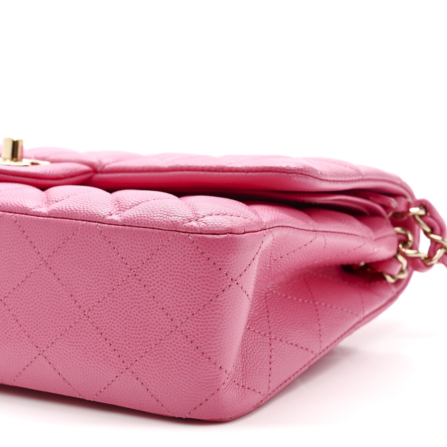 Caviar Quilted Medium Double Flap Pink