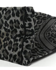 Canvas Mizza Embroidered Large Leopard Book Tote Grey