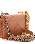 Lambskin Quilted CHNL 19 Wallet On Chain WOC Brown