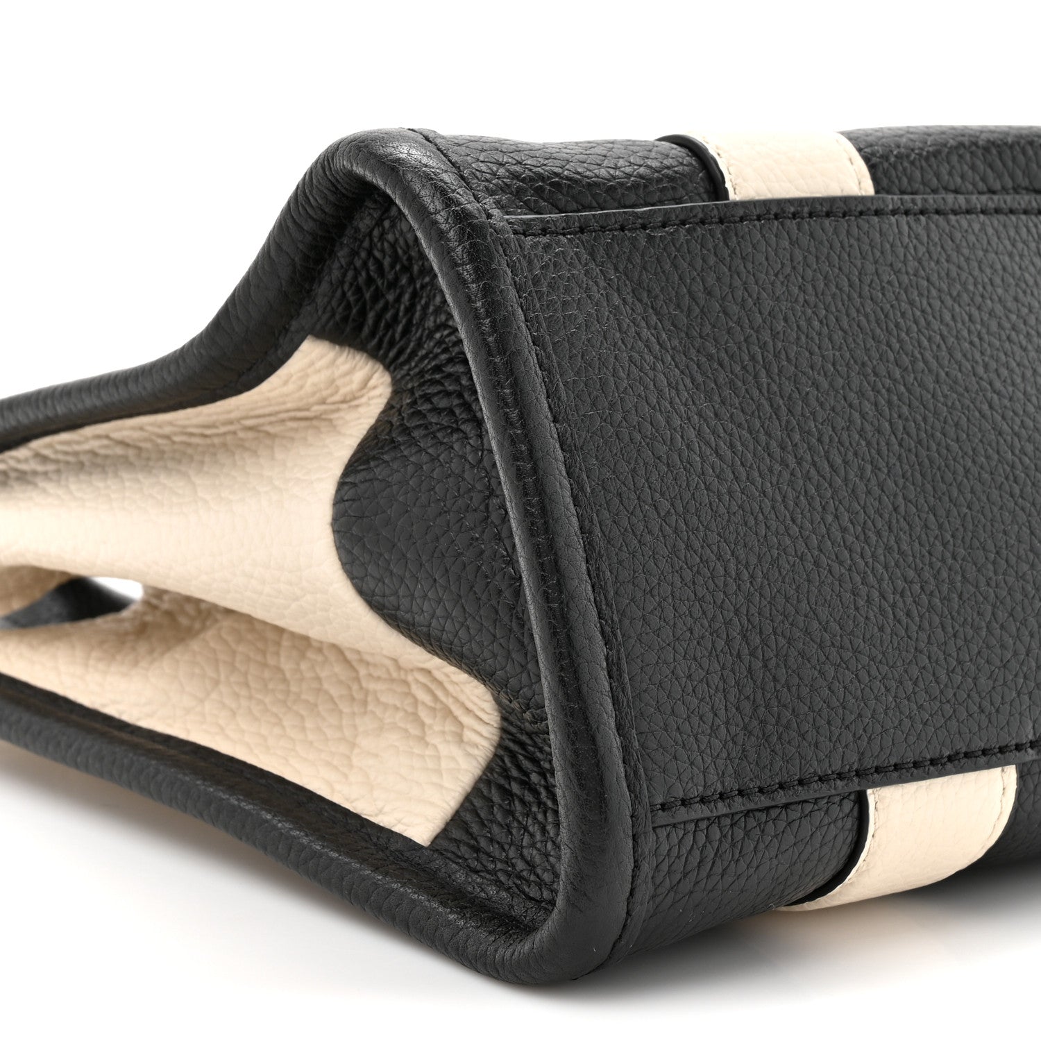 Grained Calfskin Small The Tote Bag Ivory Black