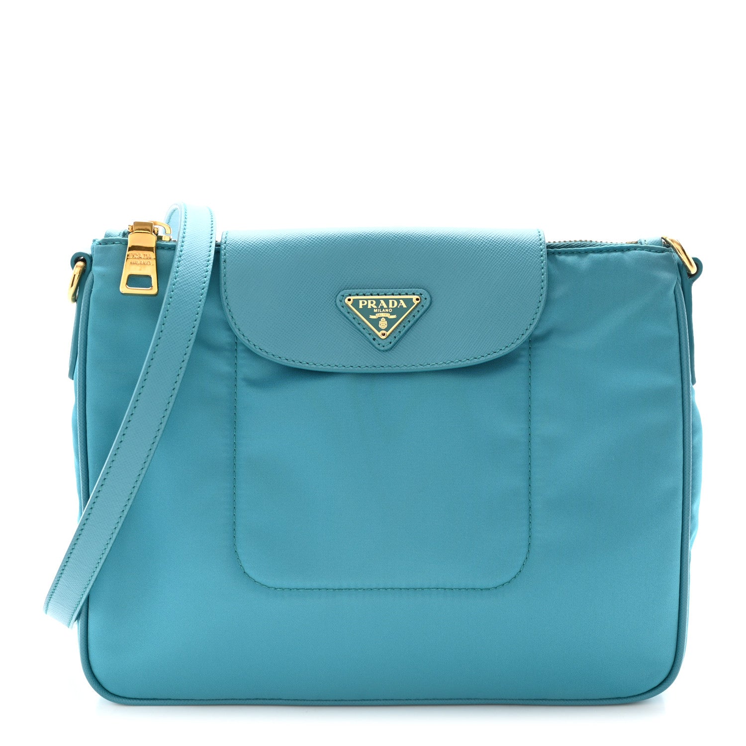 Tessuto Nylon Saffiano Crossbody Bag Turchese