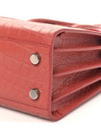 Calfskin Crocodile Embossed Nano Sac De Jour Rose Fonce