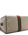 GG Supreme Monogram Textured Dollar Calfskin Web Medium Ophidia Carry-On Duffle Bag Beige Ebony New Acero
