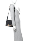 Grainy Calfskin Vintage Check Note Crossbody Bag Black