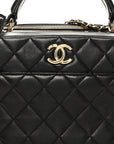 Lambskin Quilted Medium Trendy CC Bowling Bag Black