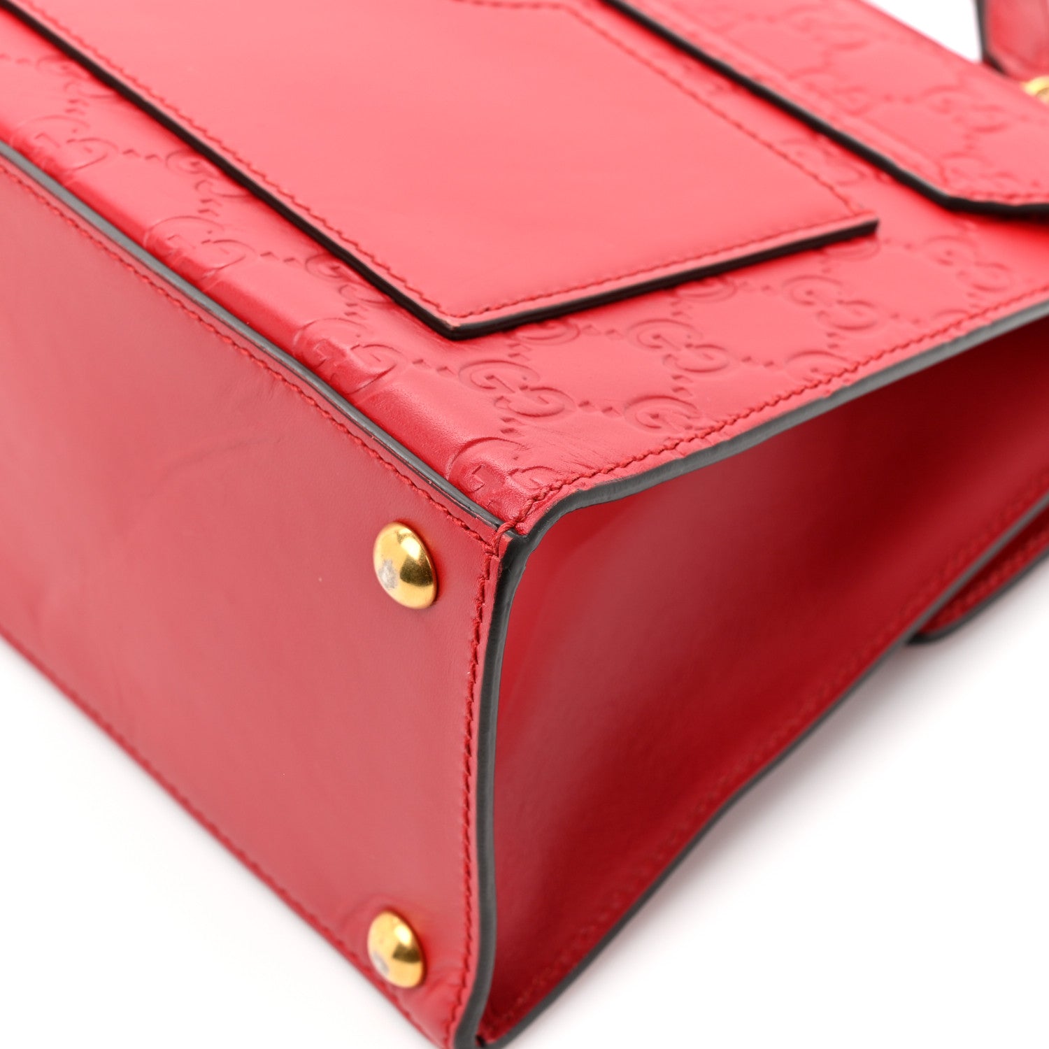 GCCIssima Signature Small Padlock Top Handle Bag Hibiscus Red