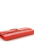 Nappa Intrecciato Long Andiamo Top Handle Clutch Orange