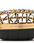 Metal Lambskin Quilted CC Heart Minaudiere Crossbody Black