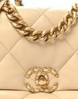 Lambskin Quilted Medium CHNL 19 Flap Beige