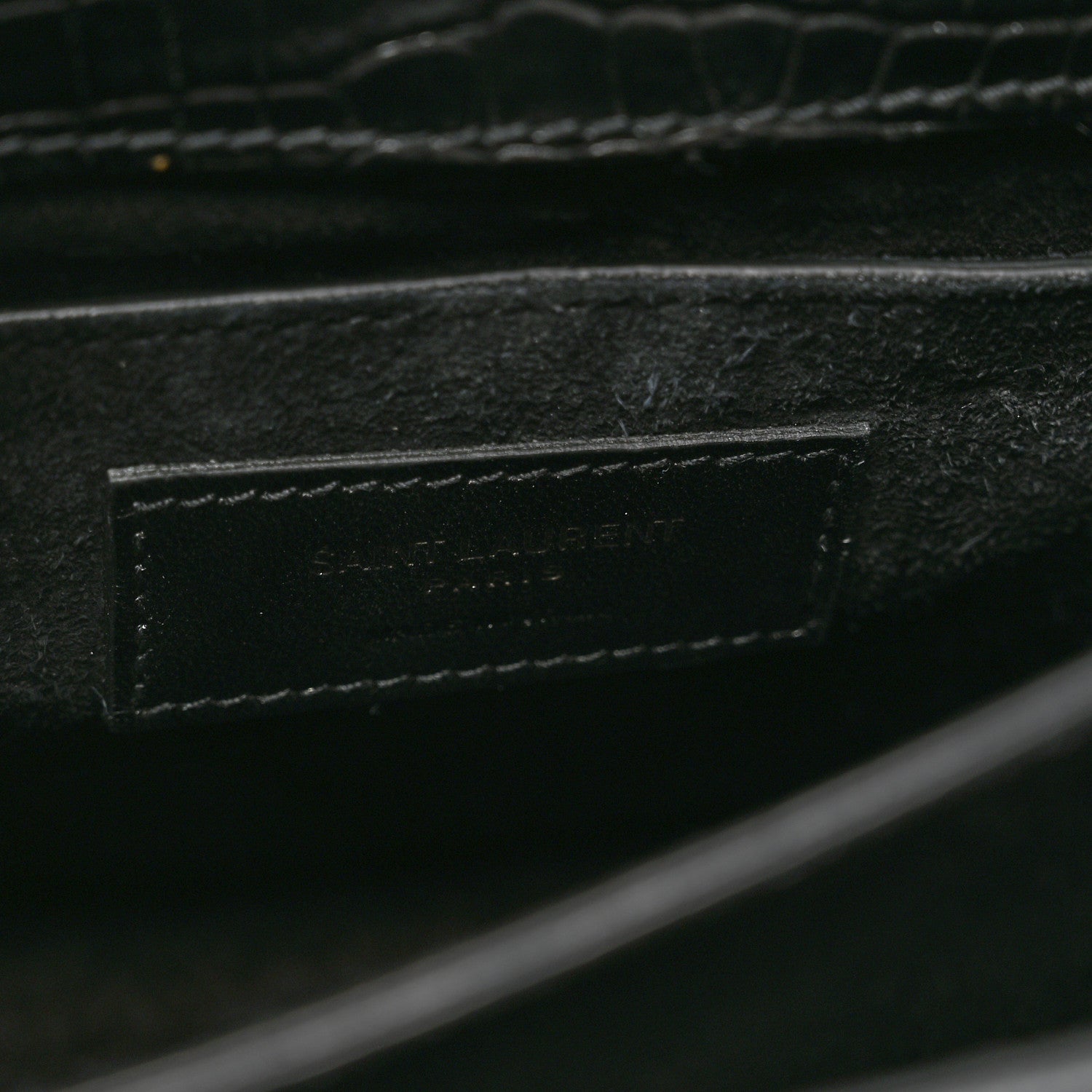 Calfskin Crocodile Embossed Medium Monochrome Monogram Sunset Black