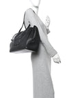 Calfskin Cuir Triomphe Cabas Drawstring Black