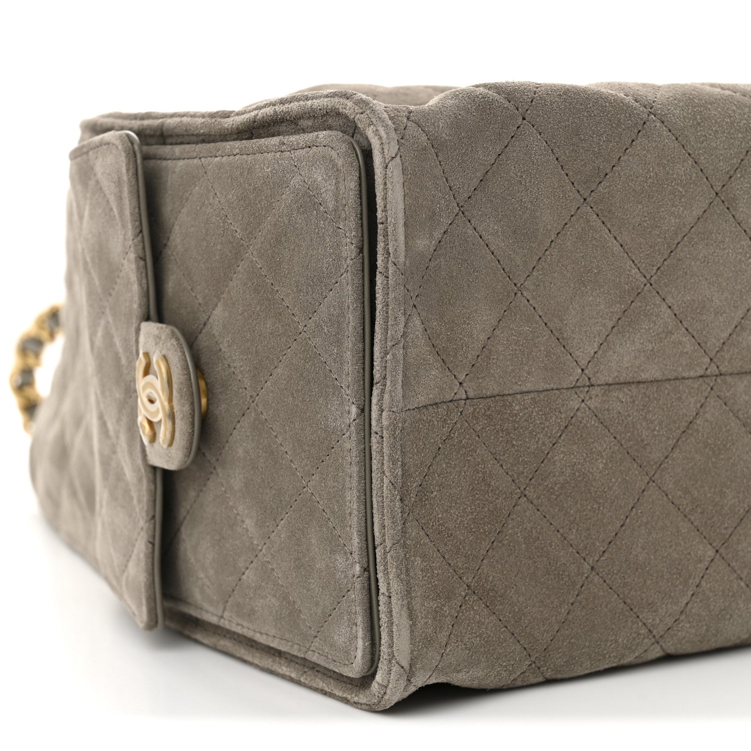 Suede Quilted Medium CHNL 25 Handbag Dark Grey