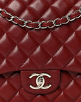 Caviar Quilted Maxi Double Flap Dark Red
