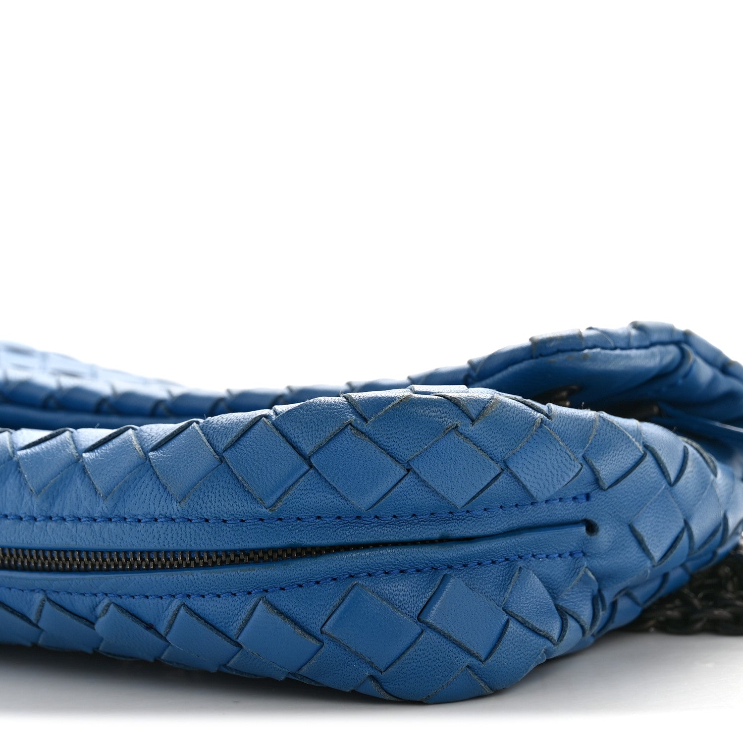 Nappa Intrecciato Small Chain Crossbody Blue