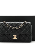 Lambskin Quilted Mini Rectangular Flap Black