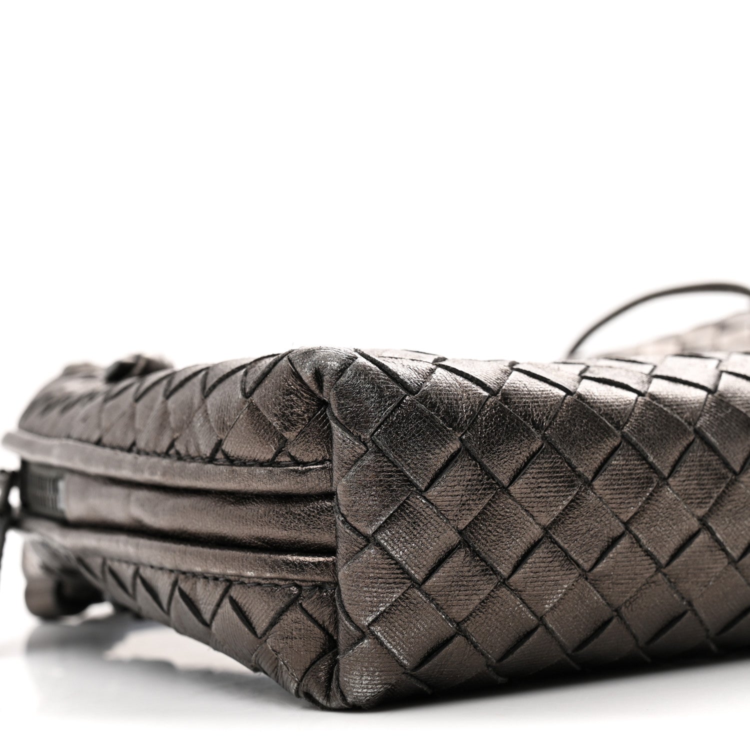 Metallic Nappa Intrecciato Nodini Crossbody Messenger Dark Grey
