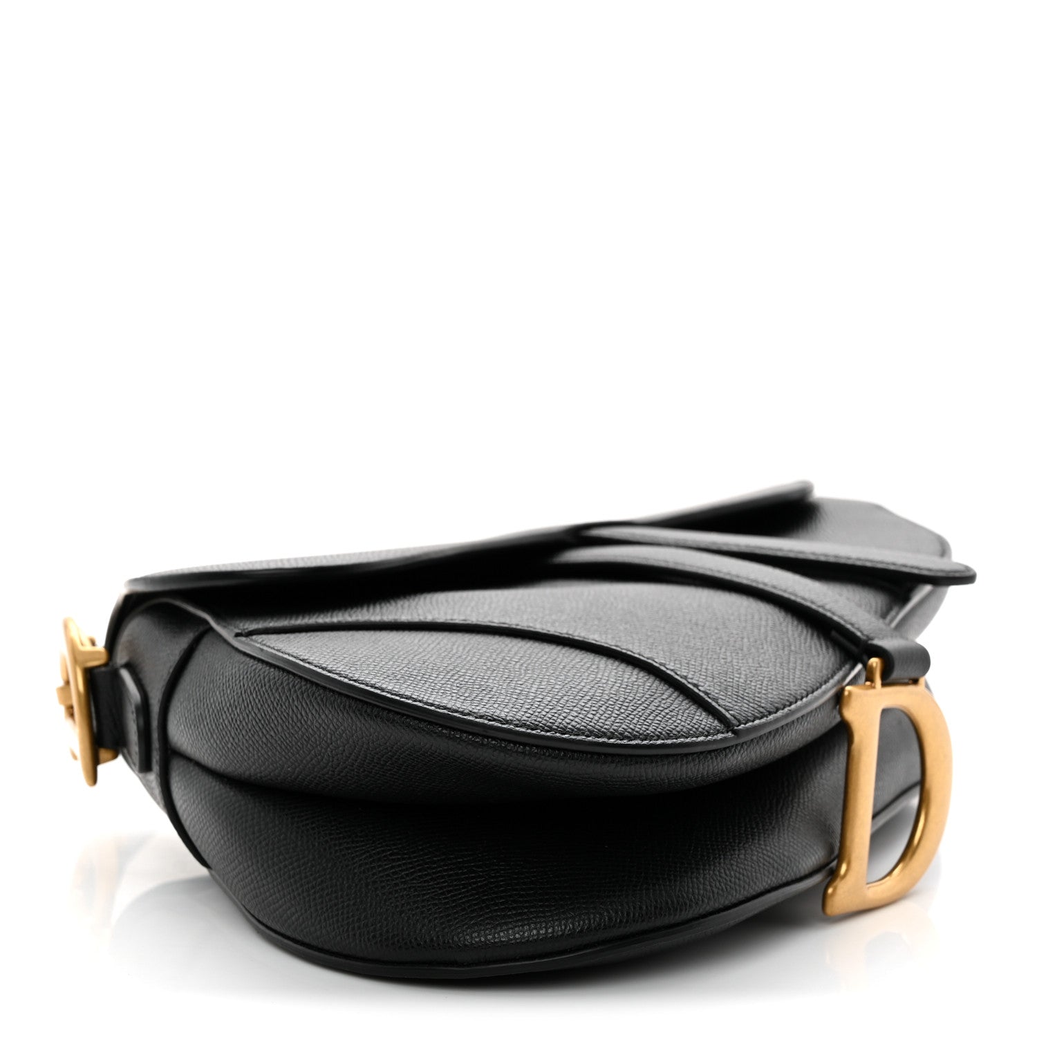 Grained Calfskin Saddle Bag Black