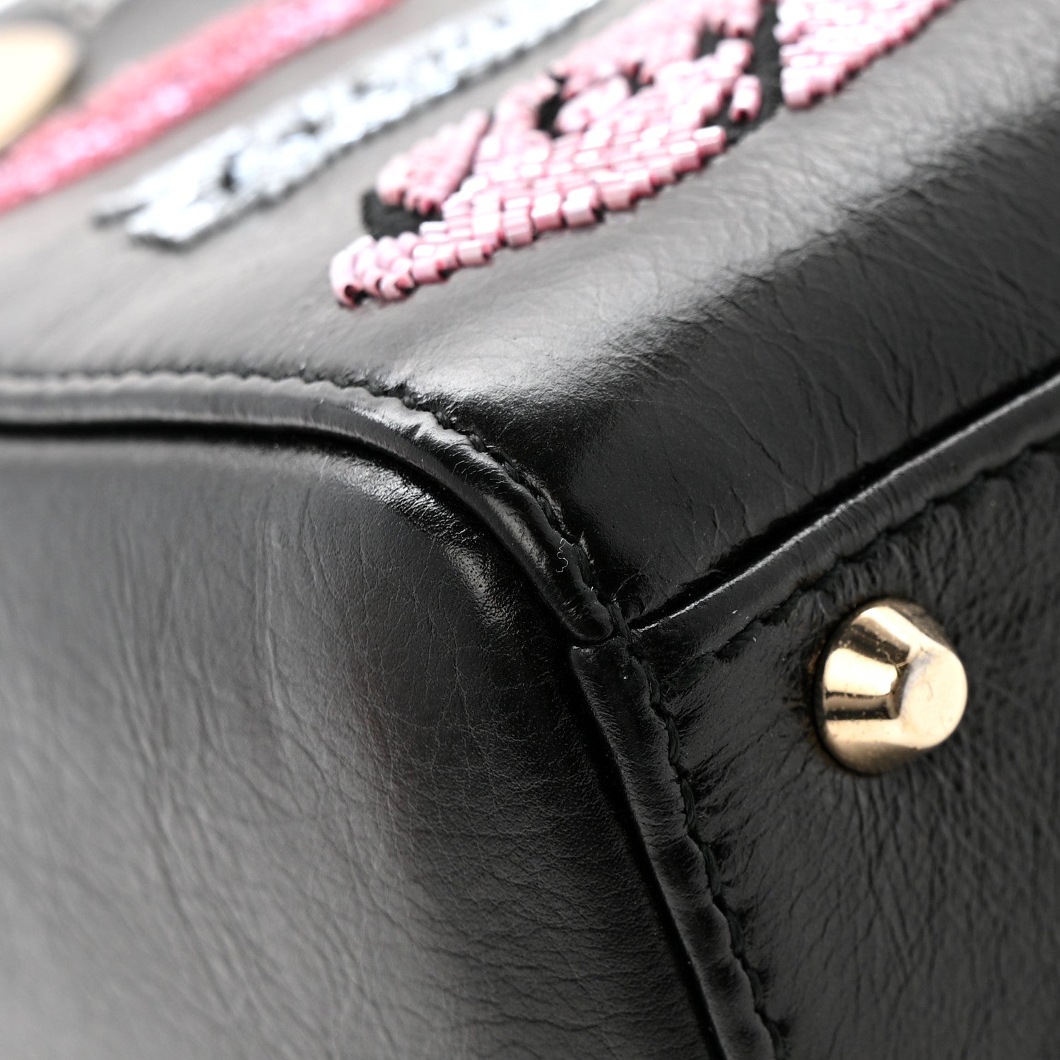 Calfskin Beaded Mini Lady D1OR Black