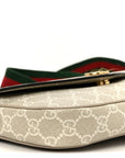 GG Supreme Monogram Textured Dollar Calfskin Web Mini Ophidia Envelope Shoulder Bag Beige Mystic White Oatmeal