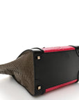 Snakeskin Smooth Calfskin Mini Tri-Color Luggage Fuchsia
