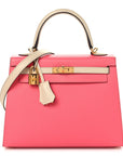 Epsom Bi-Color Horseshoe Kelly Sellier 25 Rose Azalee Craie