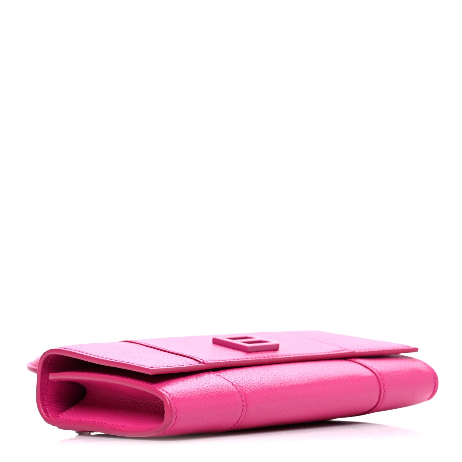 Grained Calfskin Tonal B Hourglass Top Handle Crossbody Phone Holder Fuchsia