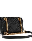 Calfskin Matelasse Mini GG Marmont Shoulder Bag Black