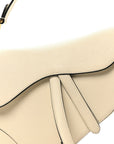 Grained Calfskin Saddle Bag White
