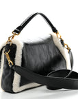 Lambskin Sheepskin Fur Large Baguette Black