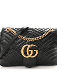 Calfskin Matelasse Medium GG Marmont Shoulder Bag Black