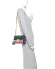 Snakeskin Small Padlock Shoulder Bag Green Pink Purple