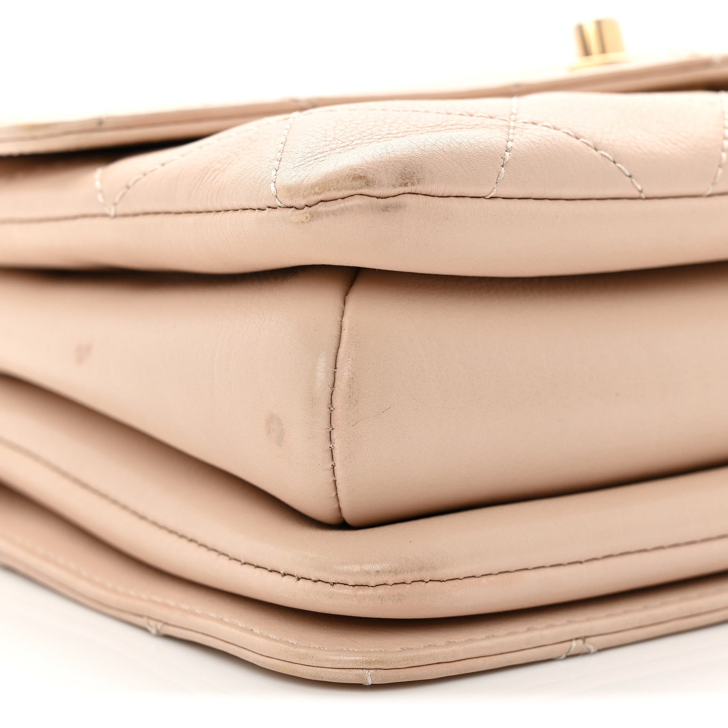 Lambskin Quilted Small Trendy Spirit Top Handle Bag Beige