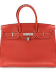 Taurillon Clemence Eclat Birkin 35 Sanguine White