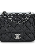 Patent Calfskin Quilted Mini Square Flap Black