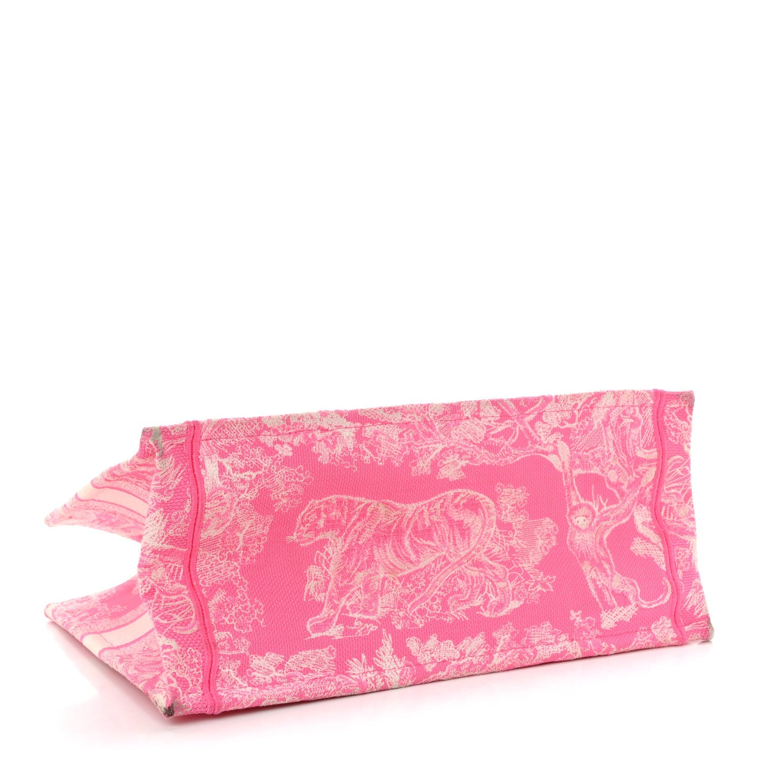 Canvas Embroidered Medium D1ORiviera Toile De Jouy Book Tote Fluorescent Pink