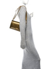 Metallic Patent Calfskin Quilted Medium Boy Flap Gold