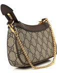 GG Supreme Monogram Textured Dollar Calfskin Mini Ophidia Chain Bag Beige Ebony