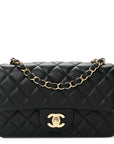 Lambskin Quilted Mini Rectangular Flap Black