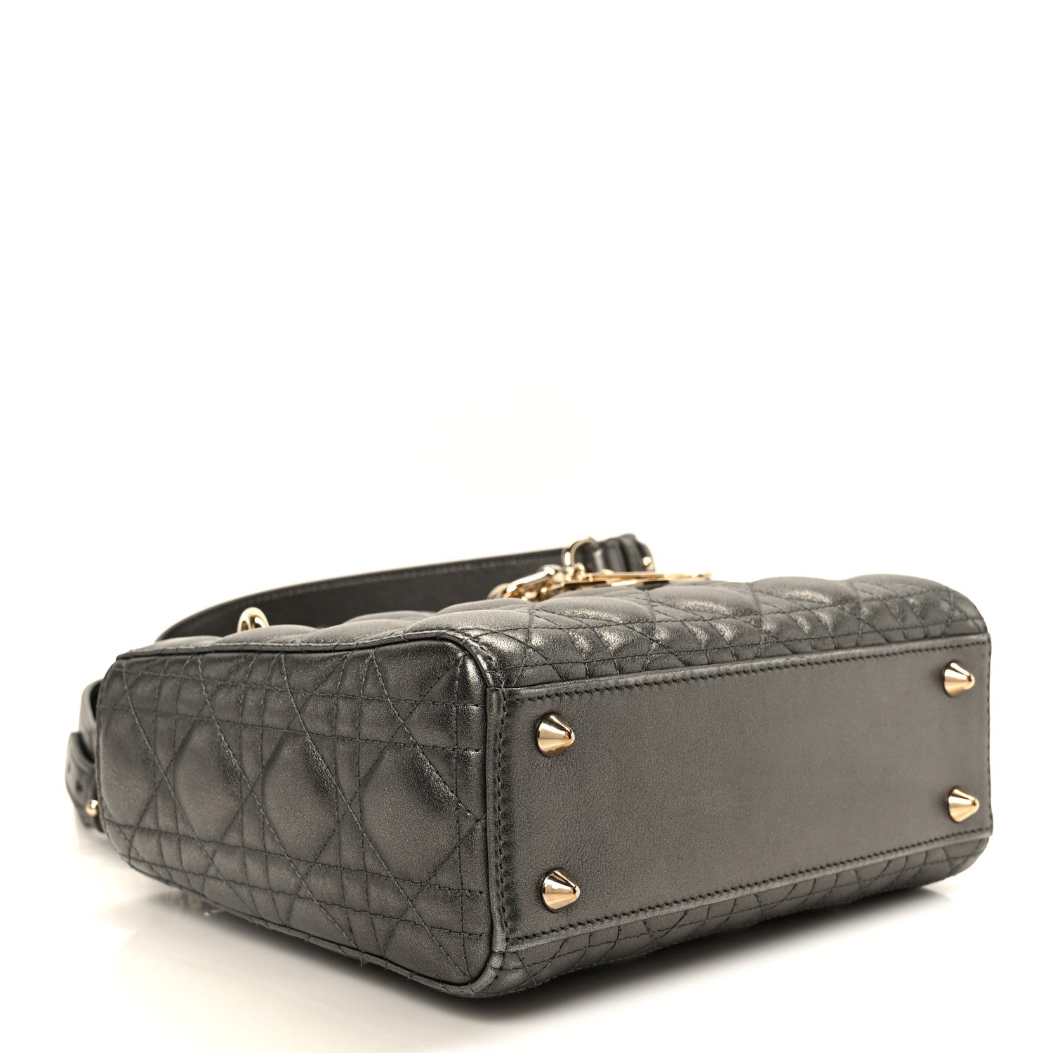 Metallic Lambskin Cannage Small My ABCD1OR Lady D1OR Dark Silver