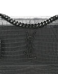 Calfskin Crocodile Embossed Medium Monochrome Monogram Sunset Black