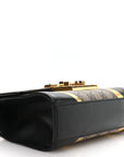 Calfskin GG Supreme Monogram Small Padlock Shoulder Bag Black Gold