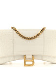 Shiny Calfskin Crocodile Embossed Hourglass Chain Bag White