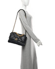 Lambskin Quilted Large CHNL 19 Flap Navy Blue